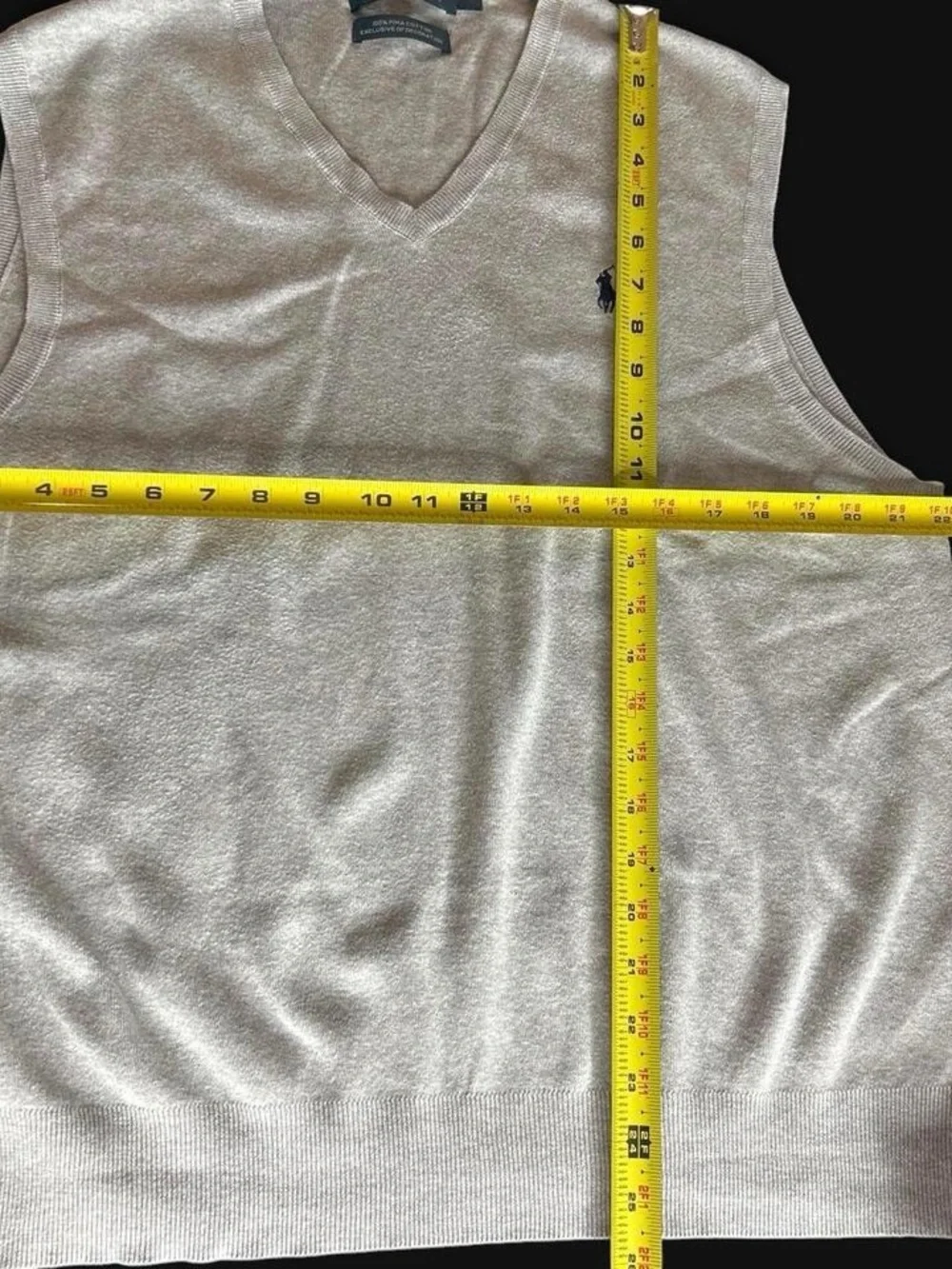 Ralph Lauren Men’s Heathered Gray V-Neck Sweater Vest 100% Pima Cotton